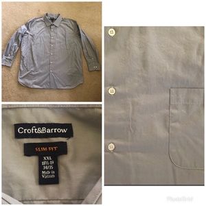 Croft & Barrow Grey Slim Fit Dress Shirt, Size XXL
